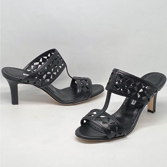 Manolo Blahnik Sophocles Perforated Mules - Picture 5 of 13